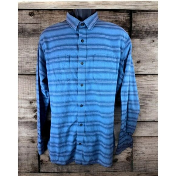Travis Mathew Mens Button-Up Soft Cloud Shirt Large Blue Striped - Picture 1 of 7
